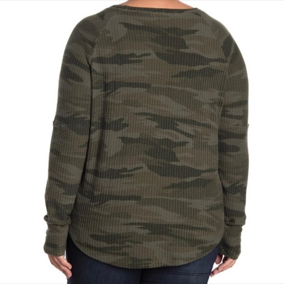 Sweet Romeo Green Camo-Print Waffle Knit Pullover, Sz 3X - Picture 2 of 11